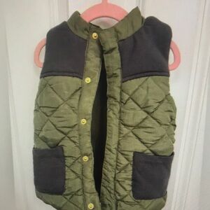 Quilted Olive Green Vest with Dark Gray Accents